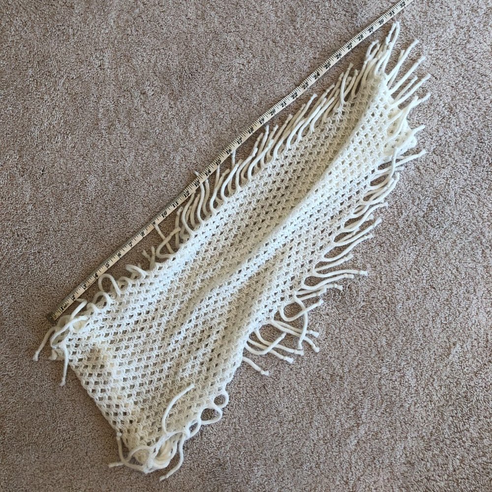 Soft White Knit with Fringe Scarf - Picture 5 of 6